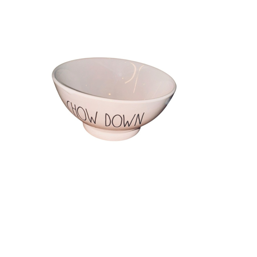 Rae Dunn Dog Bowl 'Chow Down' One Size Cream Black Pet Feeder